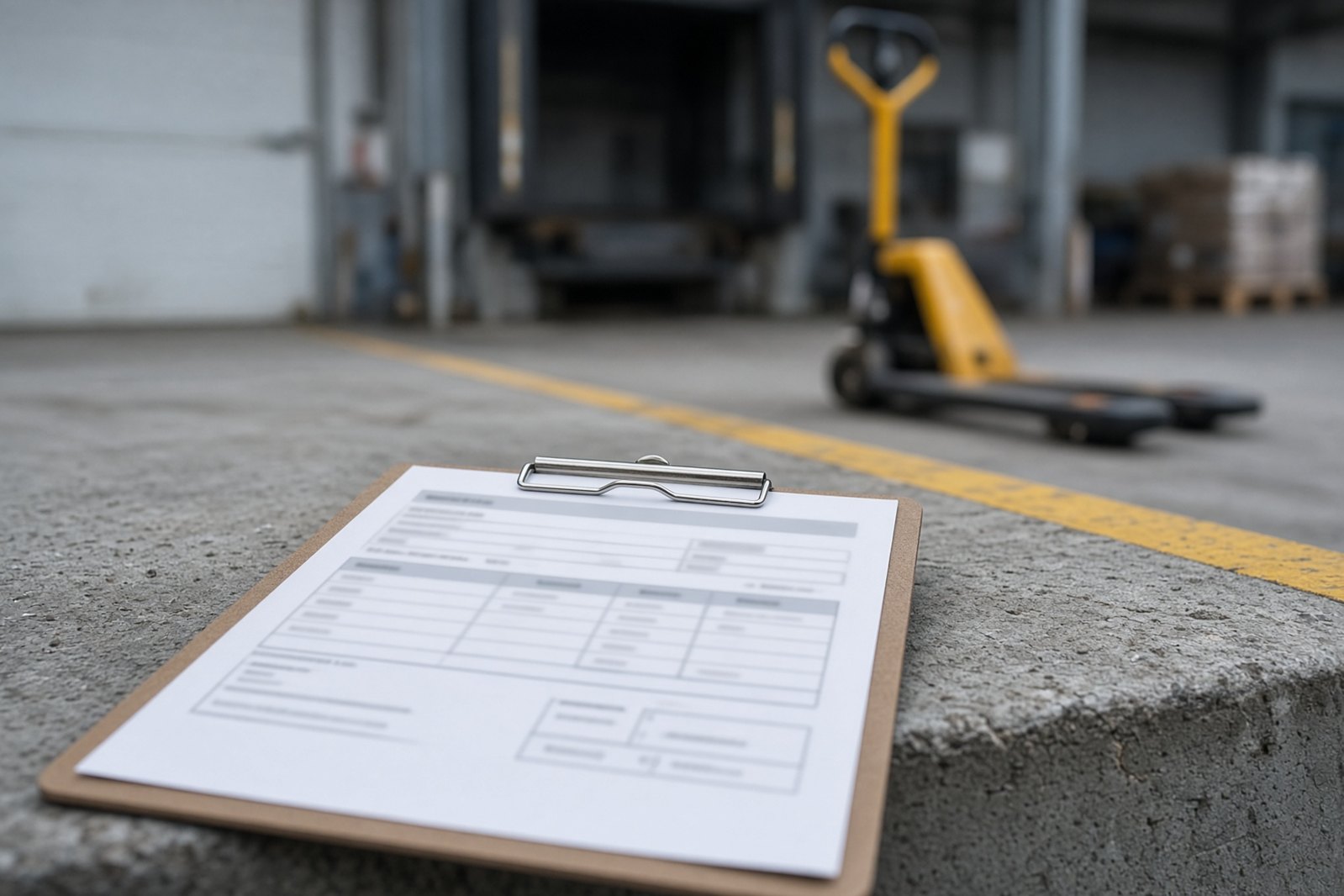 A signed delivery receipt lies flat on a truck dashboard while a phone camera frames the page in late daylight.