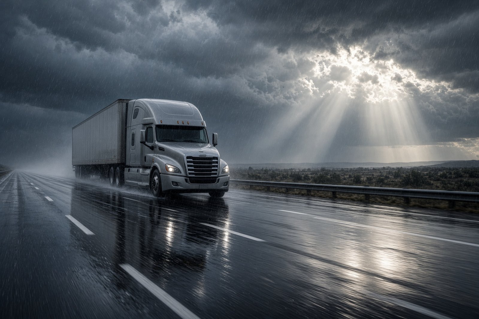 A weather radar map fills a laptop screen beside a handwritten detour note and a highway atlas.